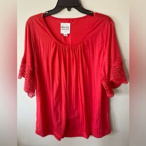 New York laundry  crinkle lace Pink blouse size 2X